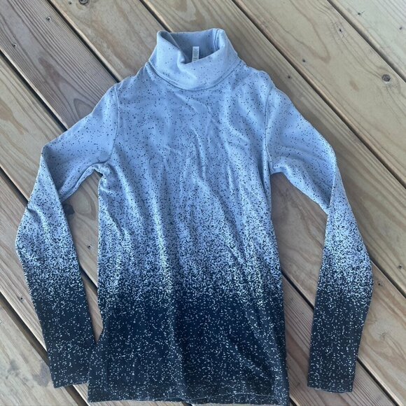 Athleta Gray Black Ombre Cold Weather seamless turtleneck base layer flurry S - Picture 1 of 9